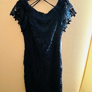 Bebe Midnight Blue Lace Mini Dress
